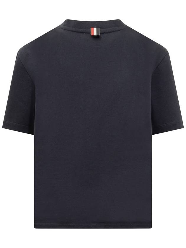 Festive Jersey Button Hector Short Sleeve T Shirt Navy - THOM BROWNE - BALAAN 3