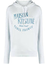 Logo Print Jersey Hoodie Grey Blue - MAISON KITSUNE - BALAAN 4