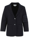 Double Face Tech Twill 4-Bar Sack Jacket Navy - THOM BROWNE - BALAAN 1