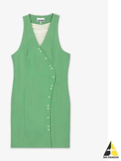 Suiting Sleeveless Short Dress Women's Green - GANNI - BALAAN 2