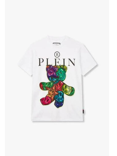 Men s Embossed Smile Teddy T Shirt White - PHILIPP PLEIN - BALAAN 1