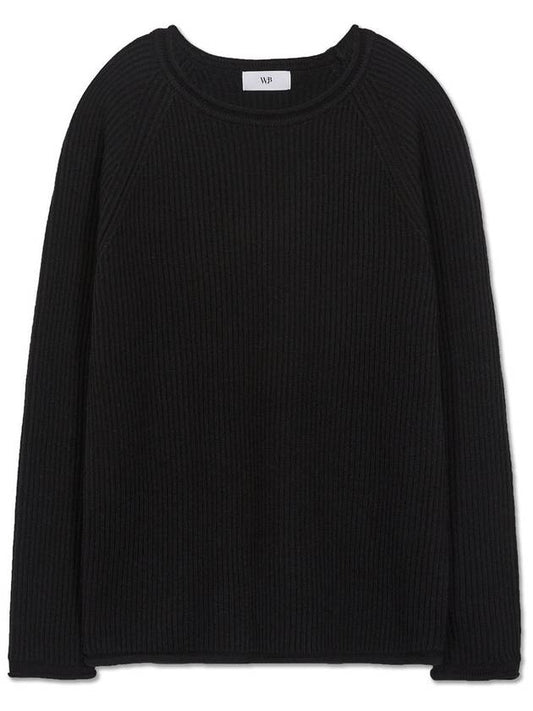 French oversized raglan ribbed cotton knit BLACK - WEST GRAND BOULEVARD - BALAAN 1