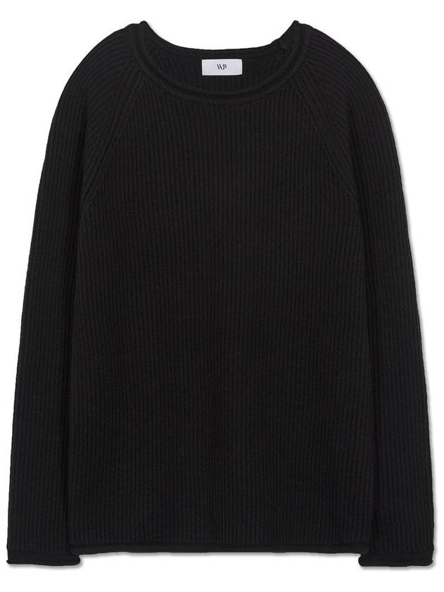 French oversized raglan ribbed cotton knit BLACK - WEST GRAND BOULEVARD - BALAAN 2