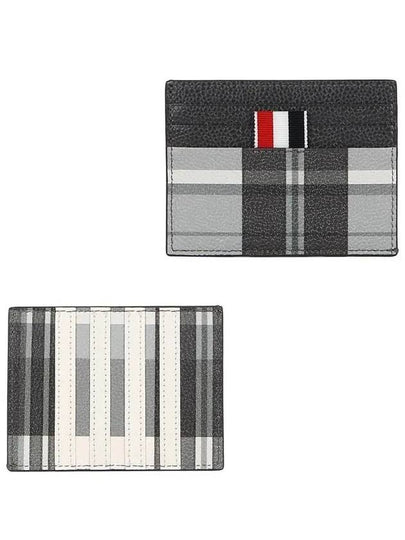 4-Bar Madras Pebble Grain Leather Card Wallet - THOM BROWNE - BALAAN 2