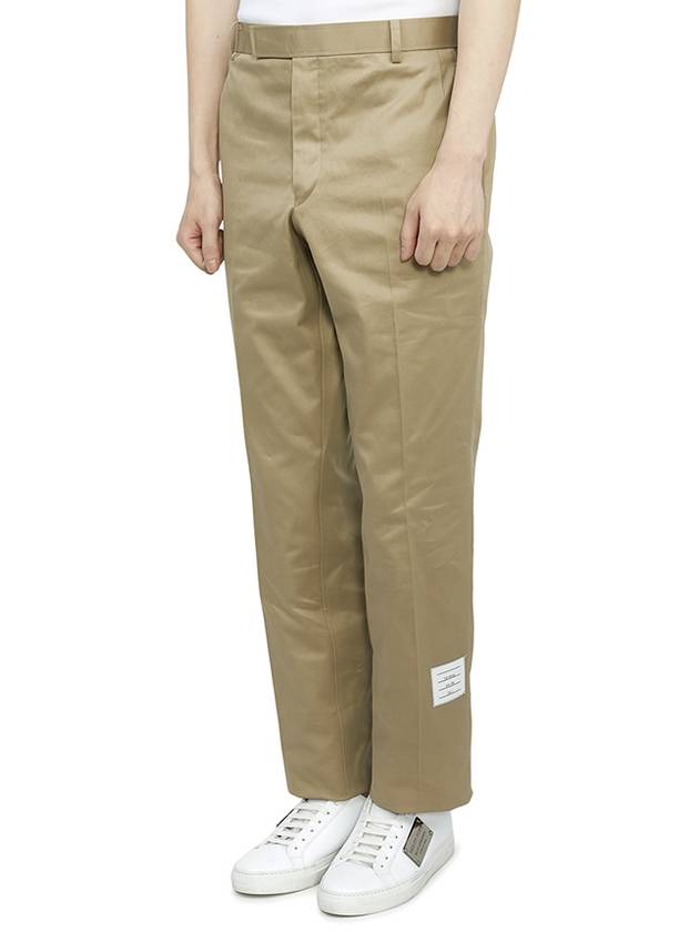 Men's Three-Stripe Tab Cotton Chino Straight Pants Beige - THOM BROWNE - BALAAN.