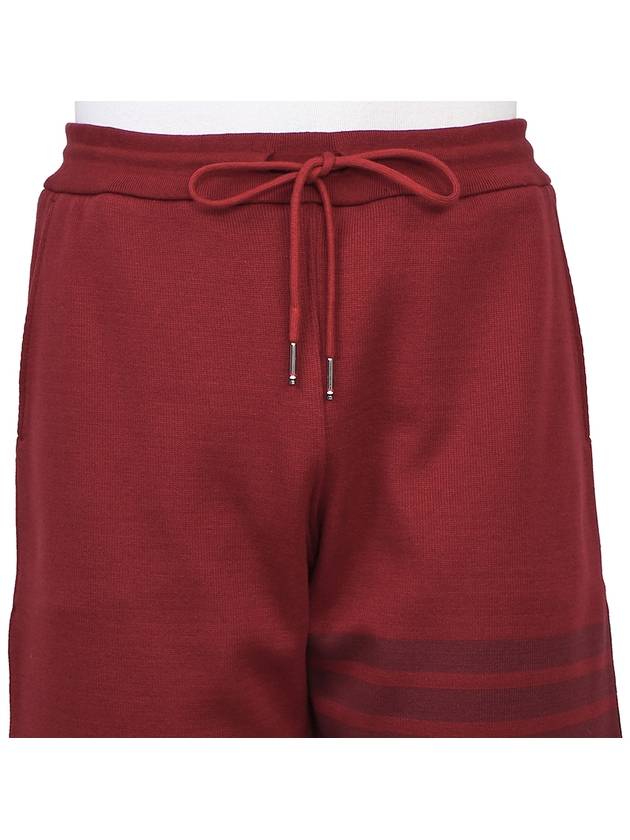 Men's Double Face 4 Bar Knit Sweatshorts Dark Red - THOM BROWNE - BALAAN.