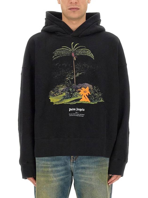 Enzo From The Tropics Popover Hoodie Black PMBB138E23FLE0011020 - PALM ANGELS - BALAAN 2