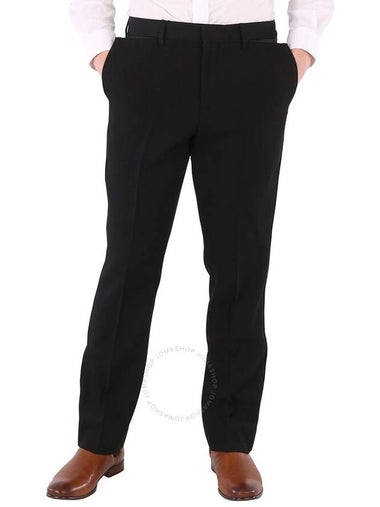 Burberry Men's Black Slim Fit Silk Satin Detail Wool Tailored Trousers, Brand Size 46 (Waist Size 31.1