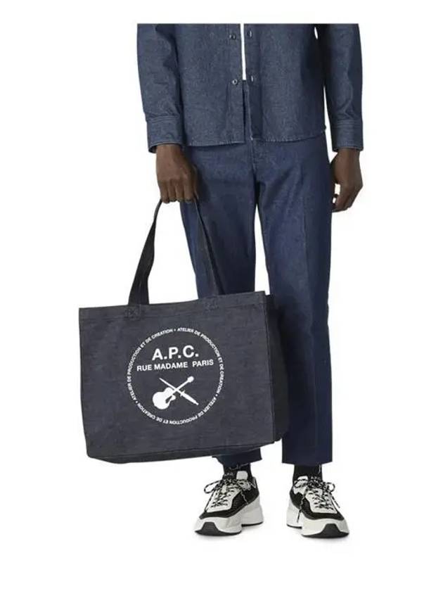 Guitar Print Denim Tote Bag Navy - A.P.C. - BALAAN 4