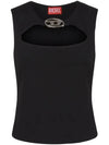 T Reams Milano Metal Oval D Plaque Knit Sleeveless Black - DIESEL - BALAAN 3