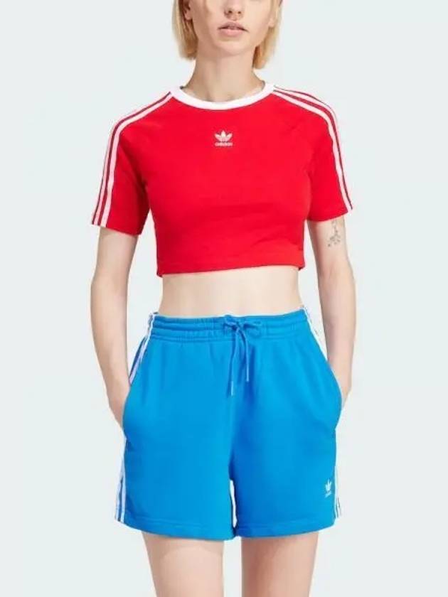 3 Stripe Cropped Baby Short Sleeve T Shirt Red - ADIDAS - BALAAN 2