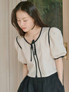 Piping Ribbon Puff Blouse Ivory - ANOETIC - BALAAN 3