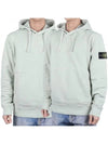 Logo Patch Cotton Fleece Hoodie Musk Green - STONE ISLAND - BALAAN 2