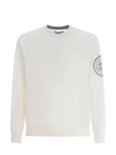 Organic Cotton Logo Patch Crewneck Knit Sweatshirt White - STONE ISLAND - BALAAN 2