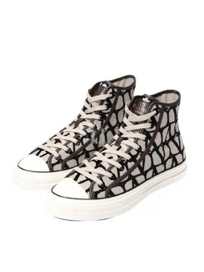 Toile Iconographe High Top Sneakers Beige - VALENTINO - BALAAN 2