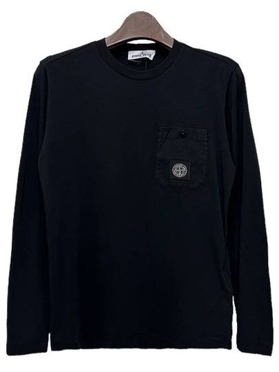 Kids Logo Patch Pocket Long Sleeve T-Shirt Black - STONE ISLAND - BALAAN 2