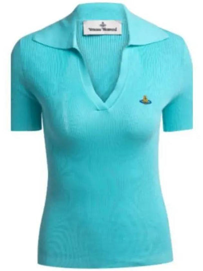 Marina Polo Knit Top Blue - VIVIENNE WESTWOOD - BALAAN 2