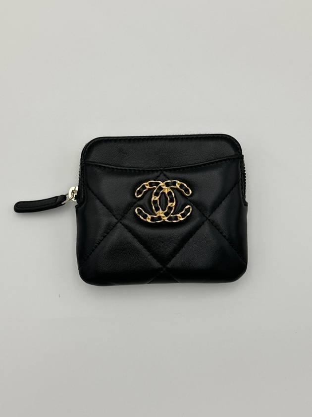 19 Zipper Card Coin Purse Gold Plated Black Lambskin AP2086 - CHANEL - BALAAN 2