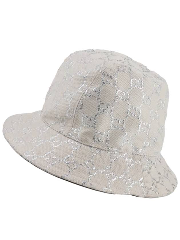 Metallic Wool Blend Jacquard Bucket Hat White Silver - GUCCI - BALAAN 4