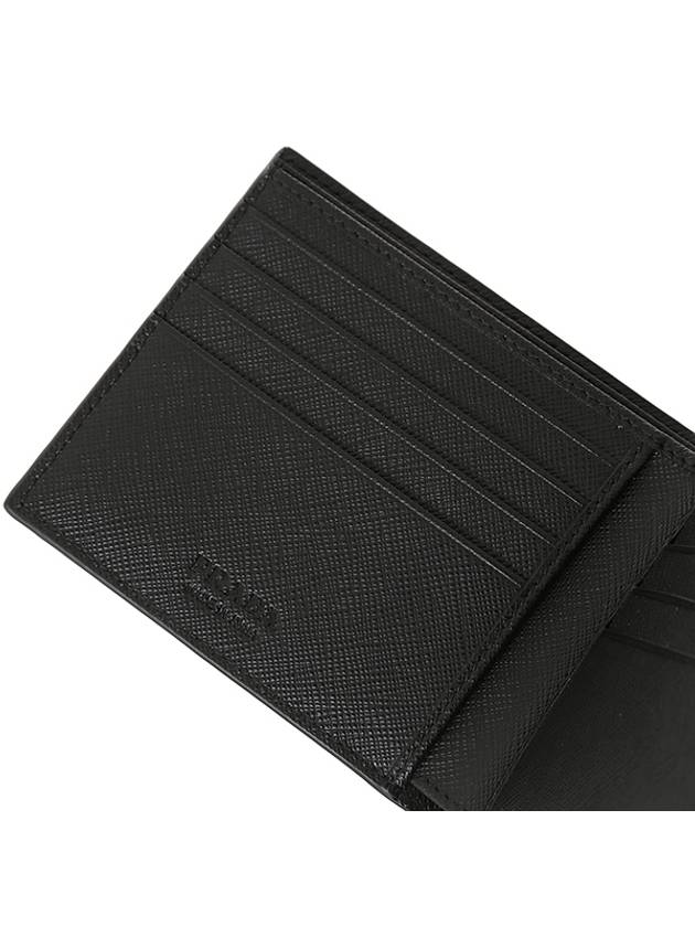 Saffiano Leather Half Wallet Black - PRADA - BALAAN 4