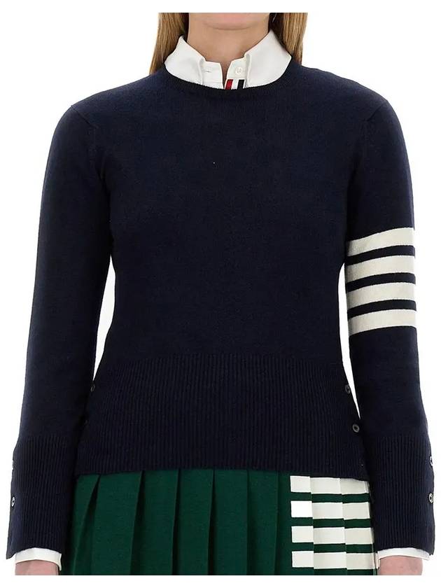 Women's 4 Bar Classic Cashmere Pullover Knit Top Navy - THOM BROWNE - BALAAN 3