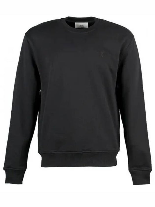 Embroidered Heart Logo Sweatshirt Black - AMI - BALAAN 2