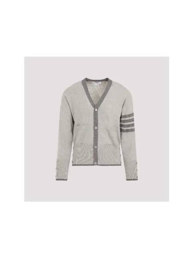 Men's Diagonal Armband Cashmere V-Neck Cardigan Beige - THOM BROWNE - BALAAN 3