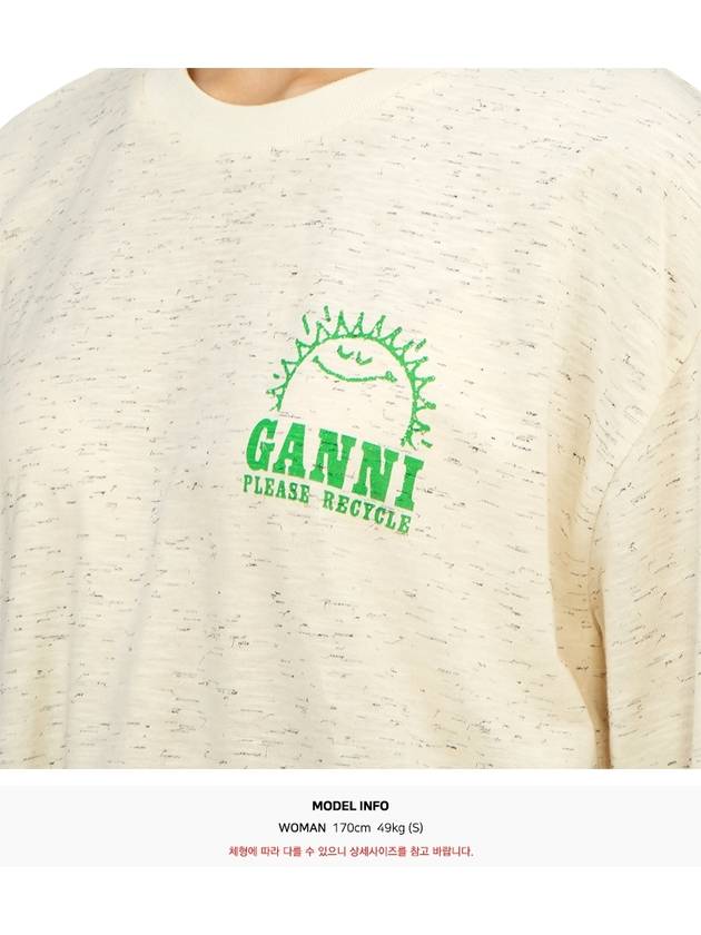 Back Logo Printed Cotton Long Sleeve T-shirt Ivory - GANNI - BALAAN 7