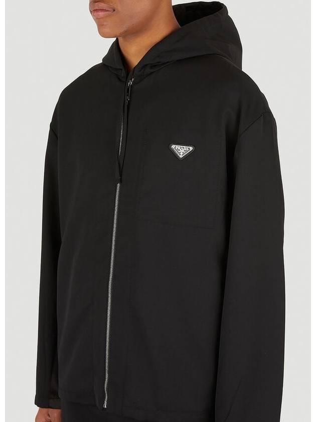 Triangle Logo Oversize Wool Hooded Jacket Black - PRADA - BALAAN 3