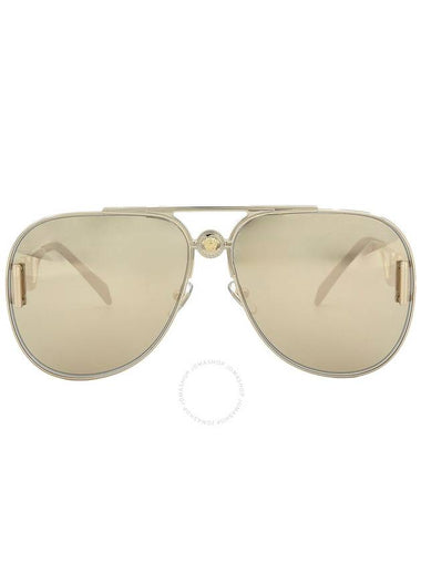 Versace Clear Mirrored Real Yellow Gold Pilot Unisex Sunglasses VE2255 100203 63 - VERSACE - BALAAN 1