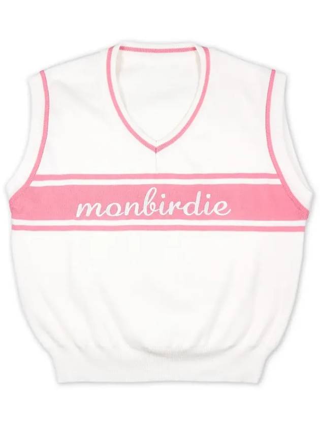 LOGO EMBROIDERY VEST Logo embroidery color block vest PINK - MONBIRDIE GOLF - BALAAN 2