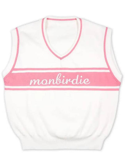 LOGO EMBROIDERY VEST Logo embroidery color block vest PINK - MONBIRDIE GOLF - BALAAN 2