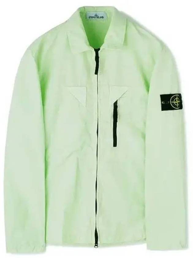 Wappen Patch Old Treatment Zip-Up Overshirt Light Green - STONE ISLAND - BALAAN 2