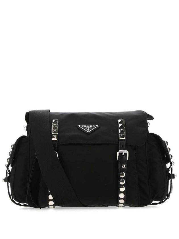 Triangular Logo New Bella Studded Shoulder Bag Black - PRADA - BALAAN 2