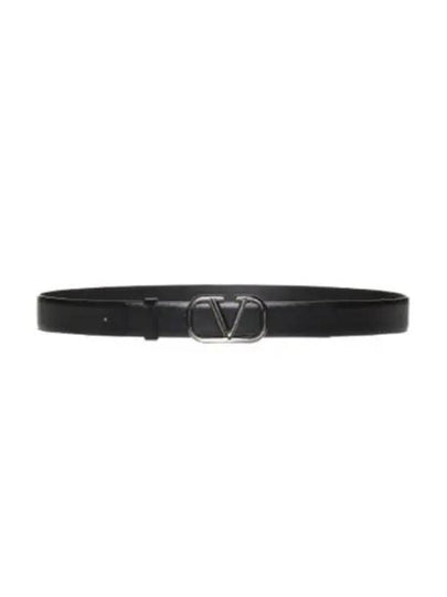 V Logo Leather Belt Black - VALENTINO - BALAAN 2