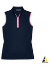 Mock Neck Tech Nylon Zip Polo Sleeveless Navy - G/FORE - BALAAN 2