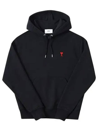 Heart Logo Cotton Hoodie Black - AMI - BALAAN 2