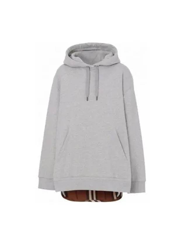 Check Panel Cotton Oversized Hoodie Melange Grey - BURBERRY - BALAAN 2