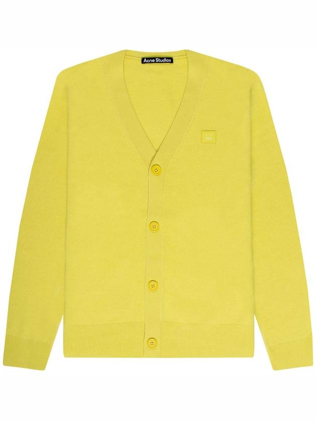 Face Logo V-Neck Cardigan Yellow - ACNE STUDIOS - BALAAN 2