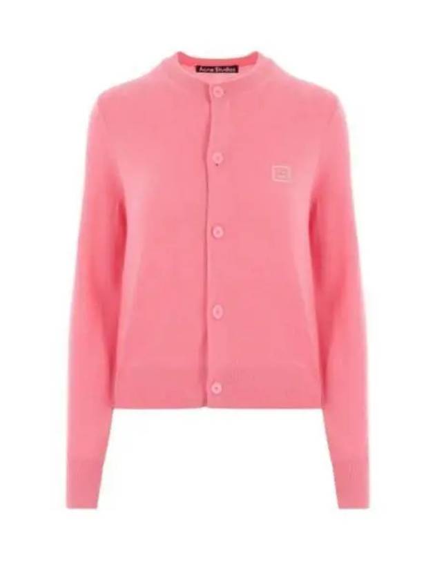 Face Logo Wool Cardigan Tango Pink - ACNE STUDIOS - BALAAN 2