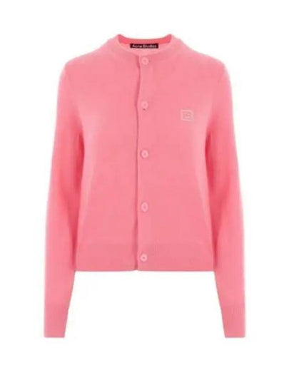 Face Logo Wool Cardigan Tango Pink - ACNE STUDIOS - BALAAN 2