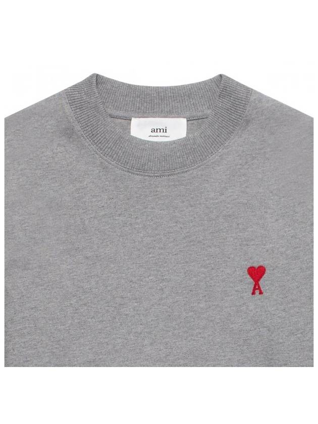 Small Heart Logo Long Sleeve T-Shirt Grey - AMI - BALAAN 6