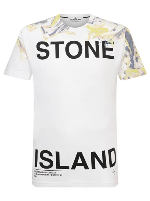 Logo Marvel Print Round Short Sleeve T-Shirt White - STONE ISLAND - BALAAN 2