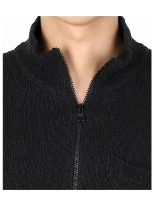 Half Zip-up Loose Fit Uneven Cotton Yarn Knit Top Black - STONE ISLAND - BALAAN 3