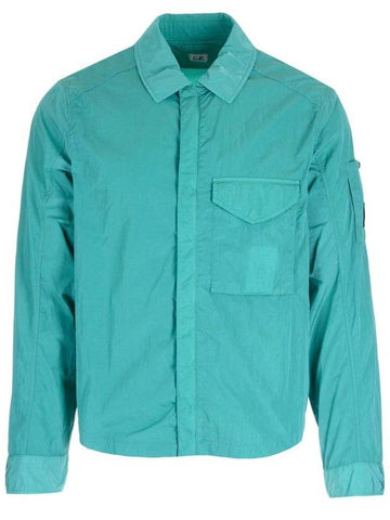 Men's Chrome R Over Long Sleeve Shirt Green - CP COMPANY - BALAAN.