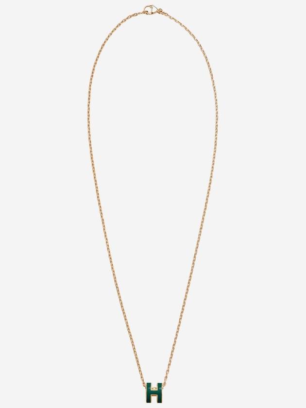 Mini Pop H Pendant Necklace Gold Vert Cypres - HERMES - BALAAN 2