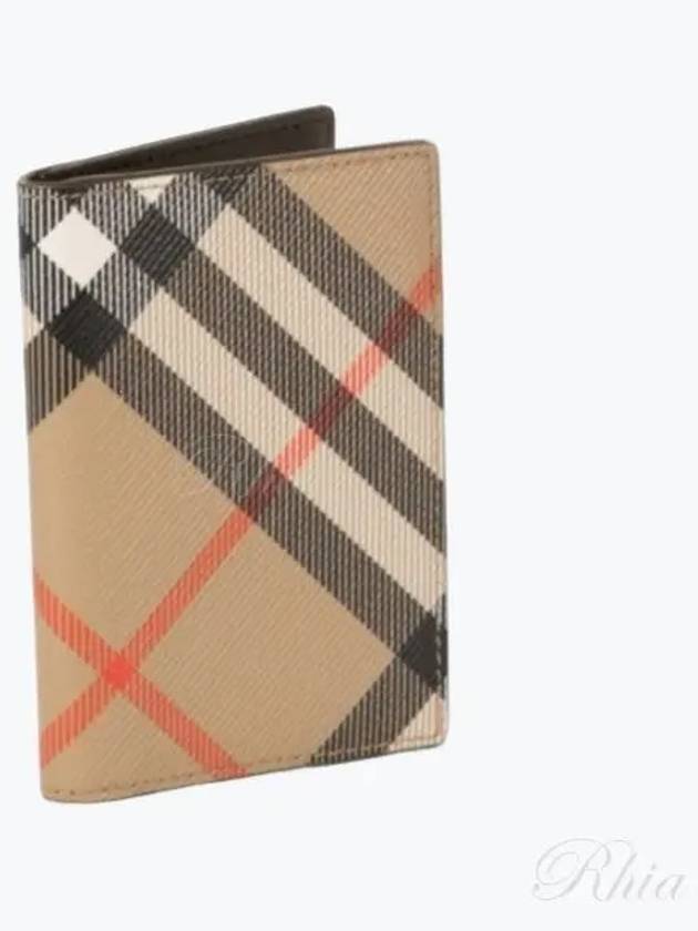 Check Pattern Two-Fold Card Wallet Beige - BURBERRY - BALAAN 2