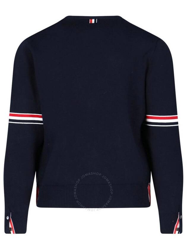 Milano Stitch Sprite Armband Cotton V-neck Cardigan Navy - THOM BROWNE - BALAAN 3