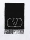 V Logo Wool Cashmere Muffler Black - VALENTINO - BALAAN 2