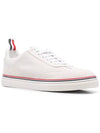 Men's 3 Bar Suede Low Top Sneakers White - THOM BROWNE - BALAAN 4